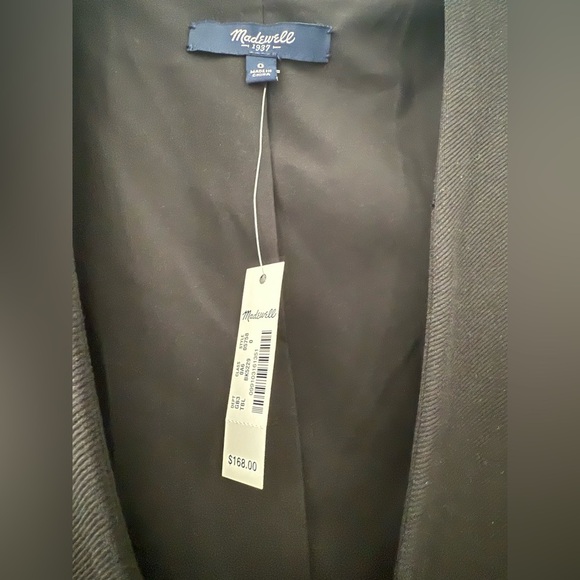 Madewell Collarless Lauren Blazer Jacket SIZE 0 One Botton Black - Picture 2 of 4